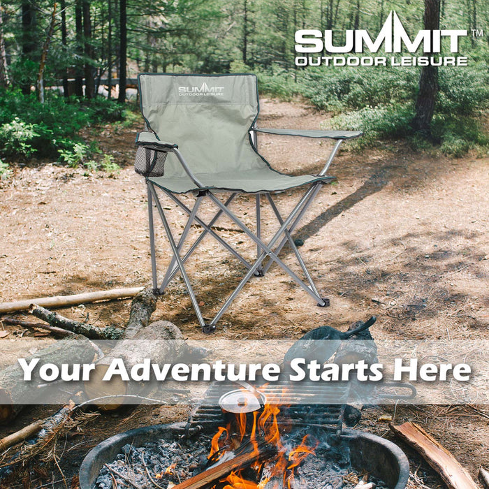 Folding Camping Chair With Cup Holder Pack Away 51cm x 81cm Grey X 1