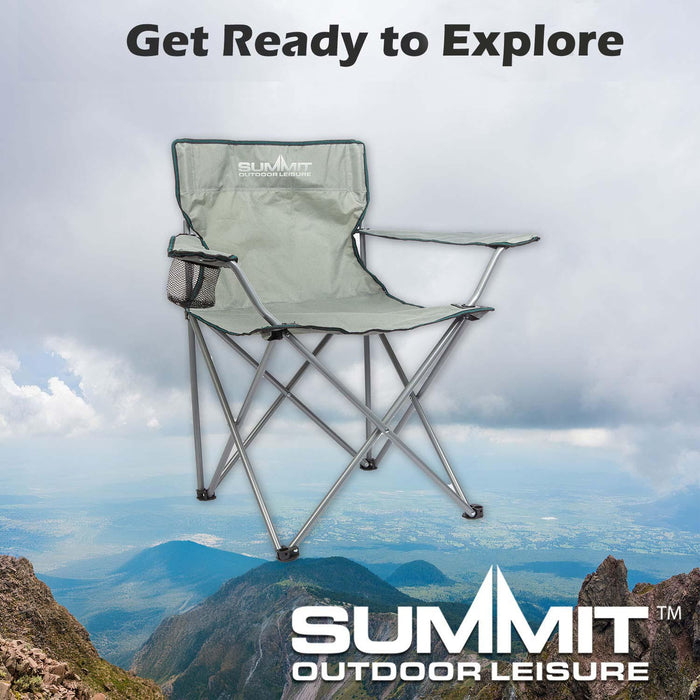 Folding Camping Chair with Carry Bag With Cup Holder Pack Away 51cm x 81cm Grey Pack of 2