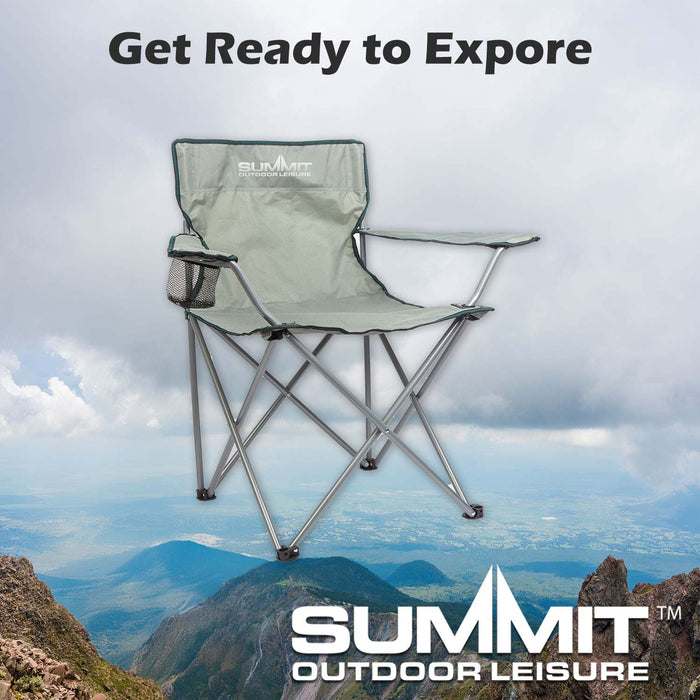 Folding Camping Chair With Cup Holder Pack Away 51cm x 81cm Grey X 1