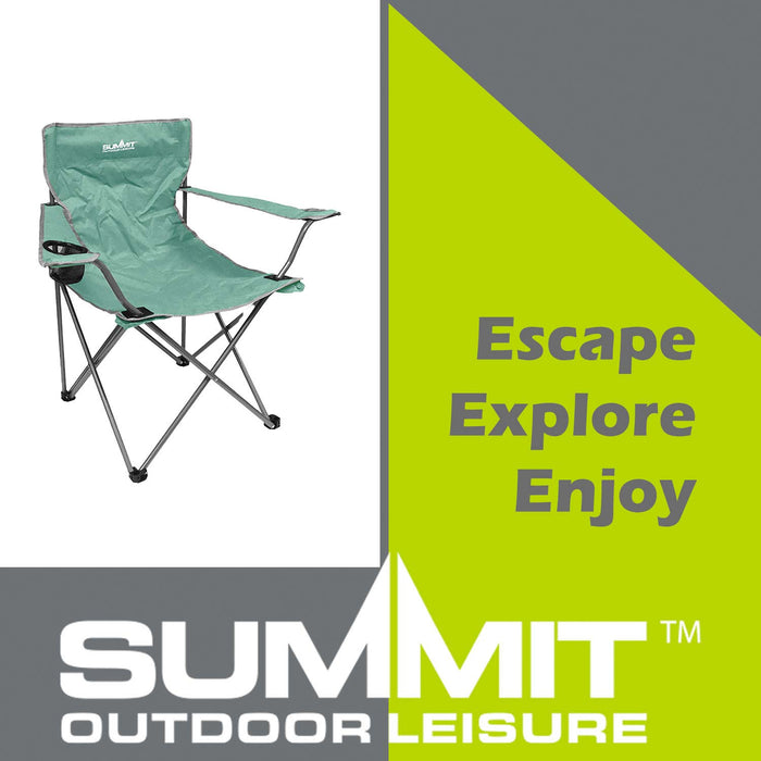 Folding Camping Chair With Cup Holder Pack Away 51cm x 81cm Green Pack of 2