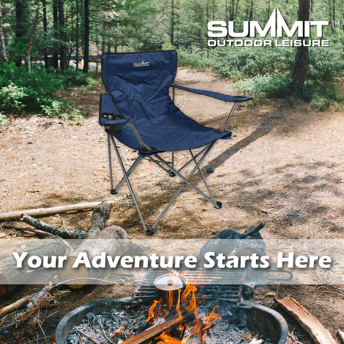 Folding Camping Chair With Cup Holder Pack Away 51cm x 81cm Blue Pack of 2