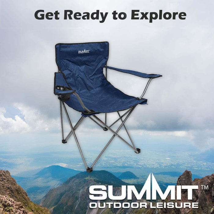 Folding Camping Chair with Carry Bag With Cup Holder Pack Away 51cm x 81cm Blue Pack of 2