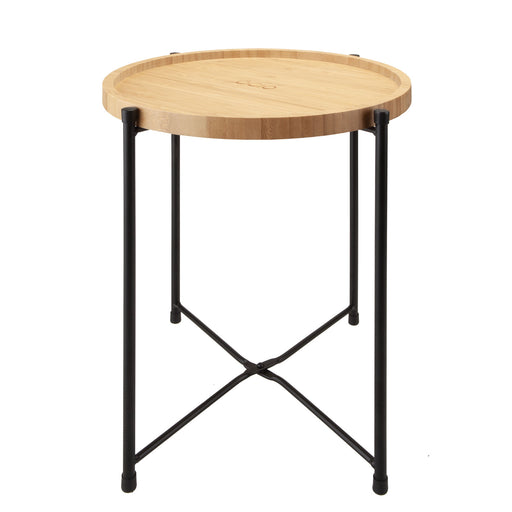 Collapsible Bamboo Table / Tray - Round Side Table Strong Frame Bamboo 46x52cm