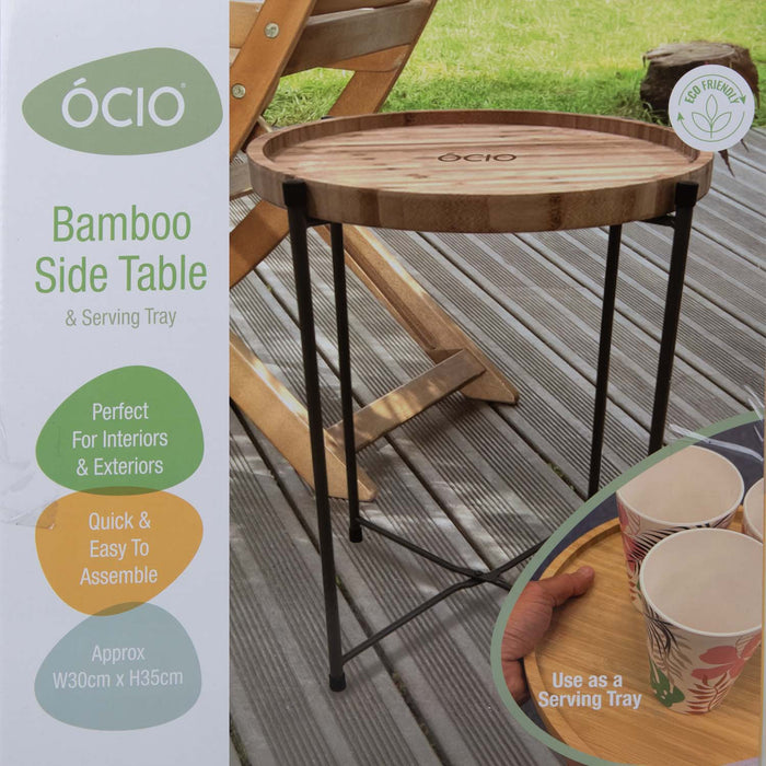 Collapsible Bamboo Table / Tray - Round Side Strong Frame