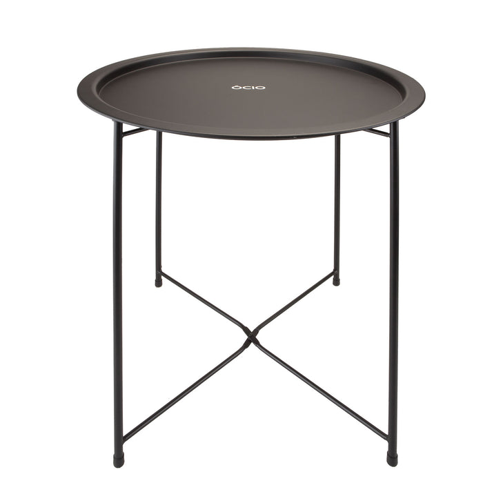 Collapsible Table / Tray - Round Side Table Strong Frame  Black 46x52cm