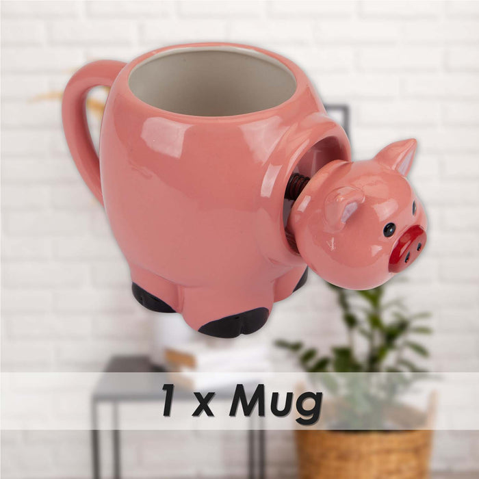 Shaking Pig Wobble Mug Funny Hot Drink Cup Pink - 11cm x 10cm
