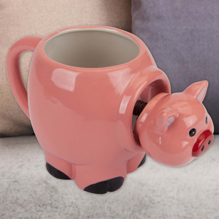 Shaking Pig Wobble Mug Funny Hot Drink Cup Pink - 11cm x 10cm