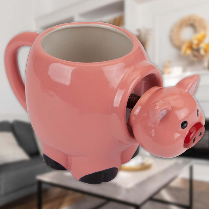 Shaking Pig Wobble Mug Funny Hot Drink Cup Pink - 11cm x 10cm