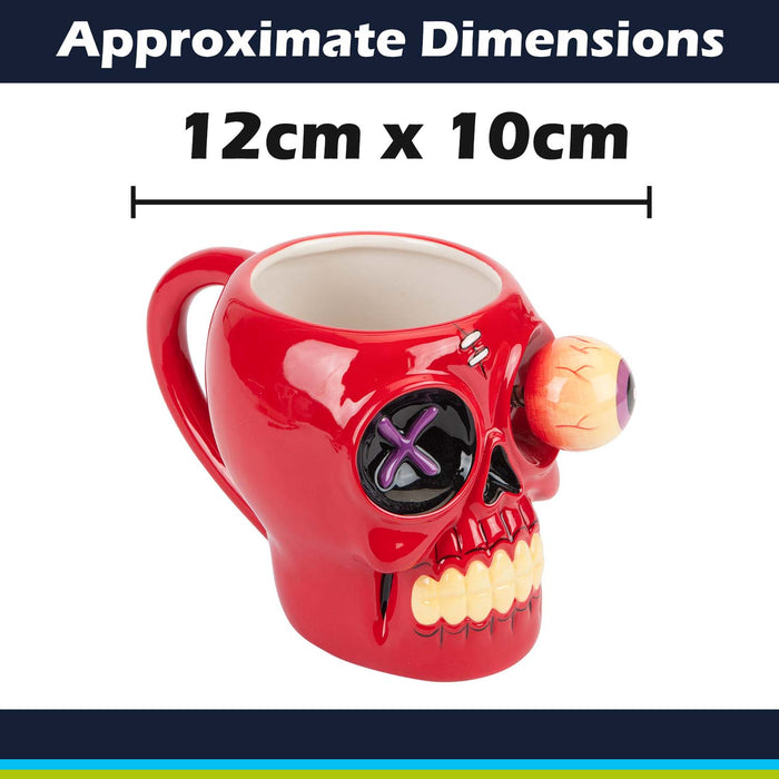 Shaking Skull Wobble Mug Funny Hot Drink Cup Red - 12cm x 10cm