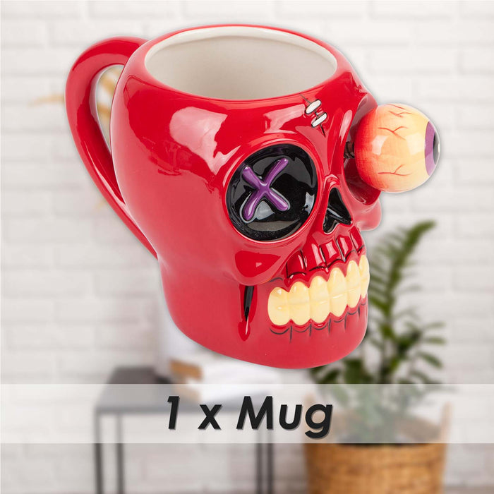 Shaking Skull Wobble Mug Funny Hot Drink Cup Red - 12cm x 10cm