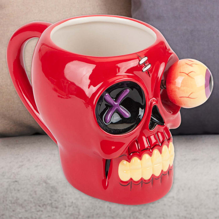 Shaking Skull Wobble Mug Funny Hot Drink Cup Red - 12cm x 10cm