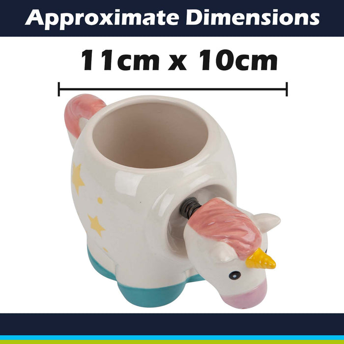Shaking Unicorn Wobble Mug Funny Hot Drink Cup White - 11cm x 10cm