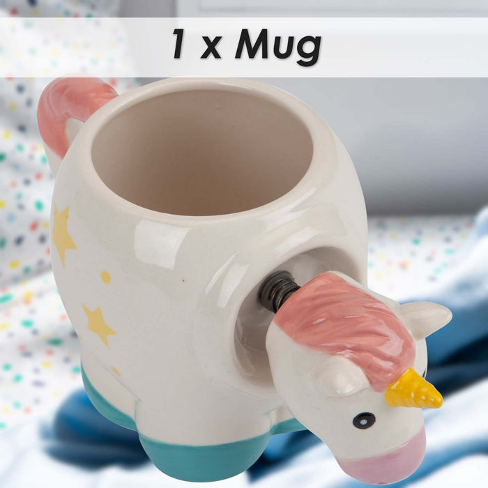 Shaking Unicorn Wobble Mug Funny Hot Drink Cup White - 11cm x 10cm