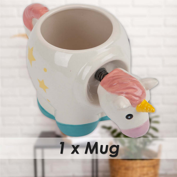 Shaking Unicorn Wobble Mug Funny Hot Drink Cup White - 11cm x 10cm