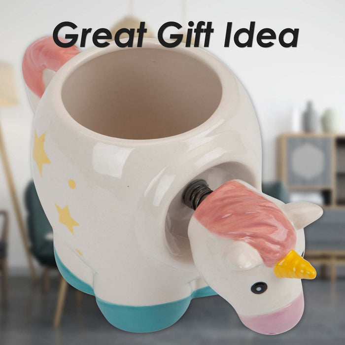 Shaking Unicorn Wobble Mug Funny Hot Drink Cup White - 11cm x 10cm