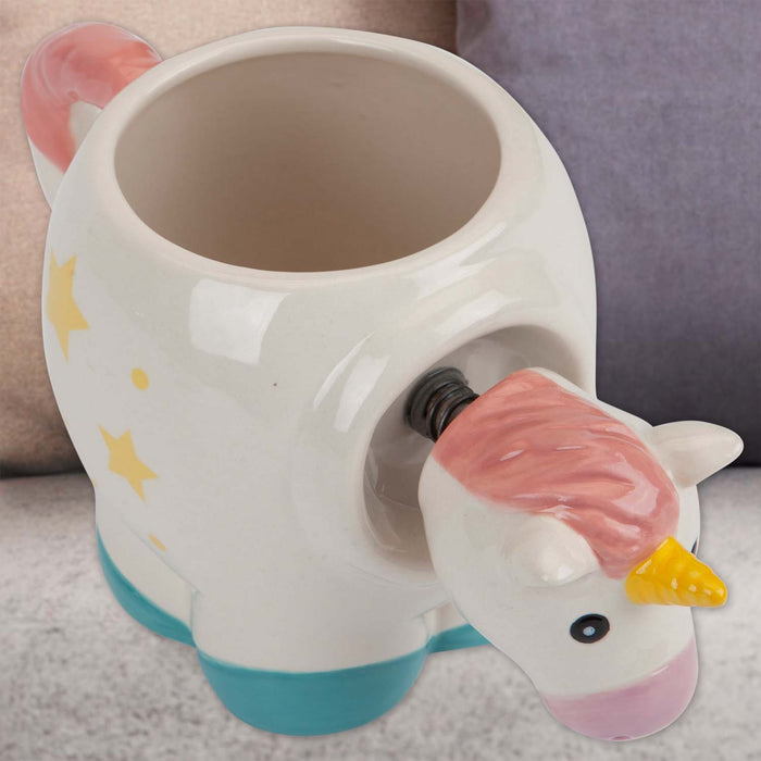 Shaking Unicorn Wobble Mug Funny Hot Drink Cup White - 11cm x 10cm