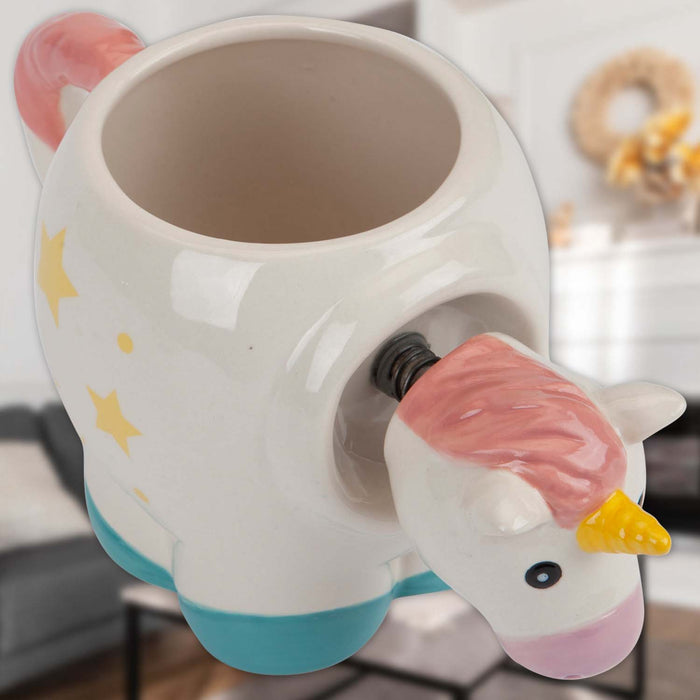 Shaking Unicorn Wobble Mug Funny Hot Drink Cup White - 11cm x 10cm