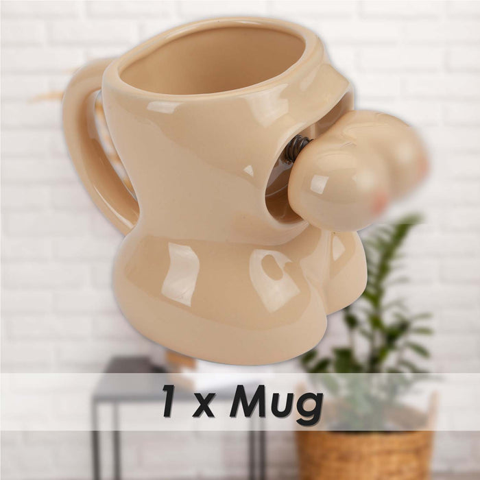 Shaking Boobs Wobble Mug Funny Hot Drink Cup Beige - 12cm x 10cm