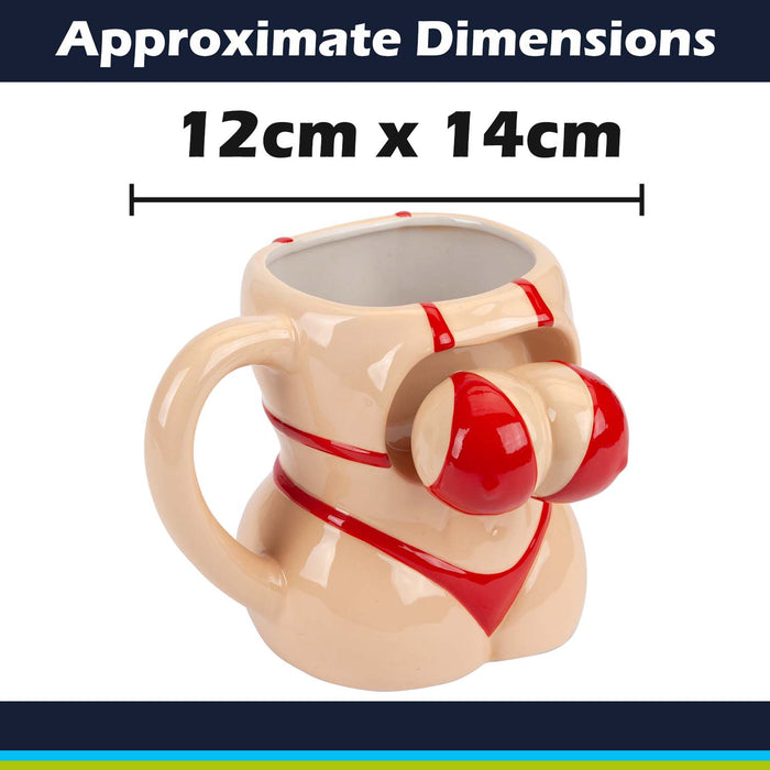 Shaking Bikini Wobble Mug Funny Hot Drink Cup Beige - 12cm x 14cm