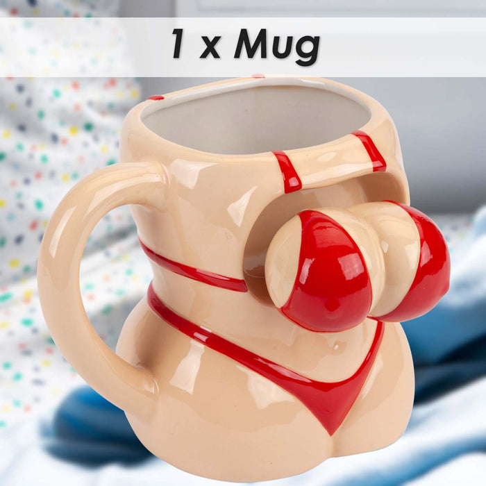 Shaking Bikini Wobble Mug Funny Hot Drink Cup Beige - 12cm x 14cm
