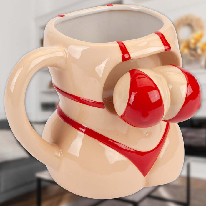 Shaking Bikini Wobble Mug Funny Hot Drink Cup Beige - 12cm x 14cm