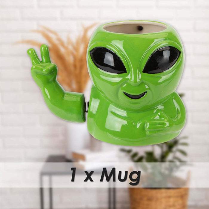 Shaking Alien Wobble Mug Funny Hot Drink Cup Green - 12cm x 15cm
