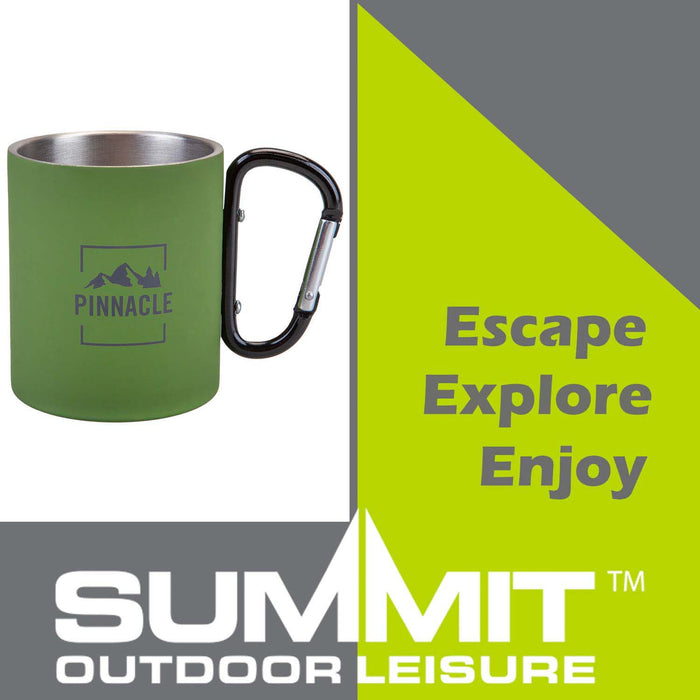 Carabiner Handle Mug Classic Style Rubberised Finish Green