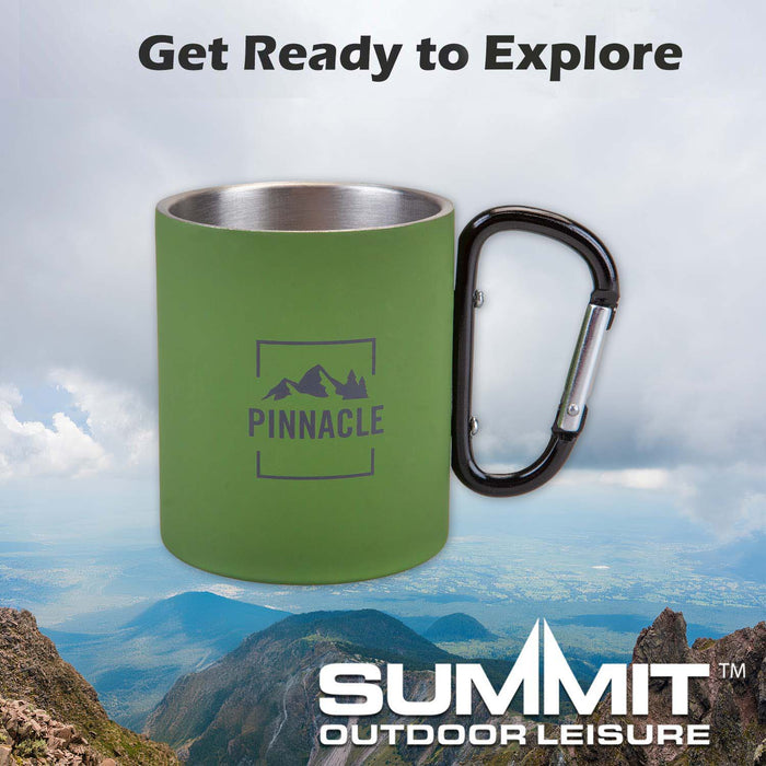 Carabiner Handle Mug Classic Style Rubberised Handle Finish 11cm x 9cm Green X 1