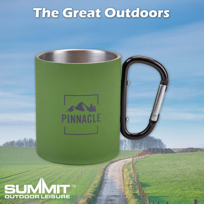 Carabiner Handle Mug Classic Style Rubberised Handle Finish 11cm x 9cm Green X 1