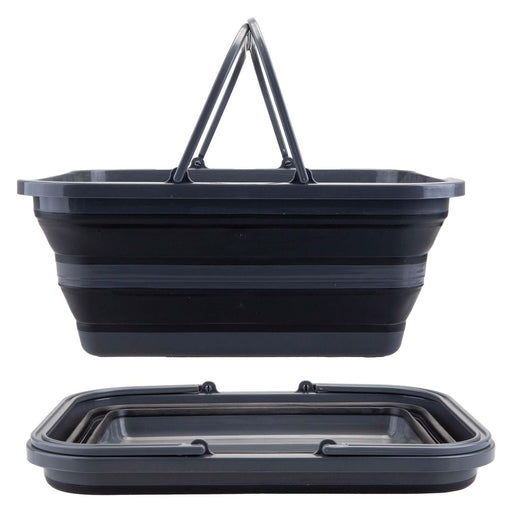 Large Basket Wash Basin Pop Up Collapsible Easy Storage Grey