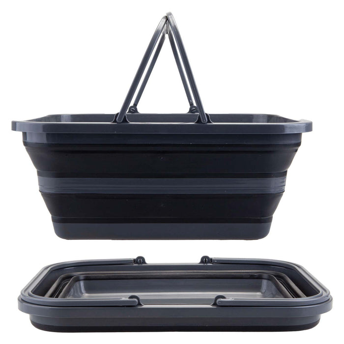 Large Basket Wash Basin Pop Up Collapsible Easy Storage Grey
