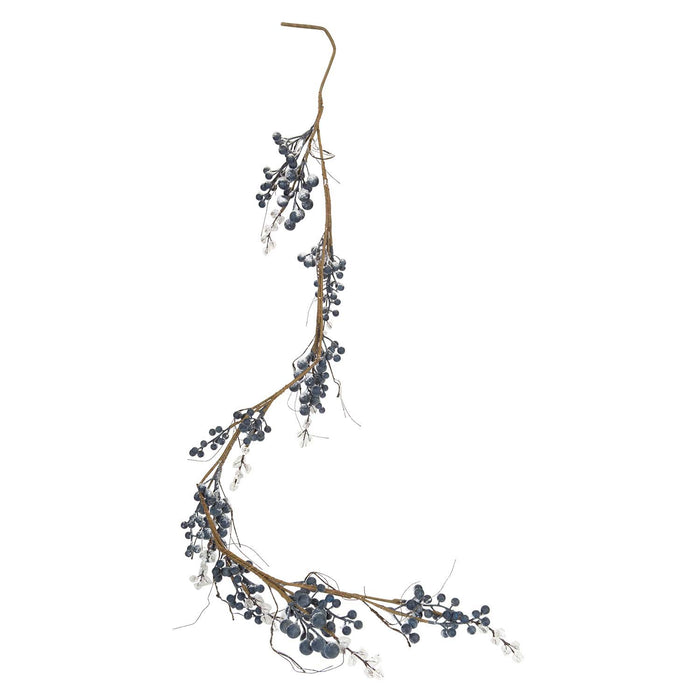 Christmas Snow and Berries Garland Decoration 130cm x 12cm Blue X 1
