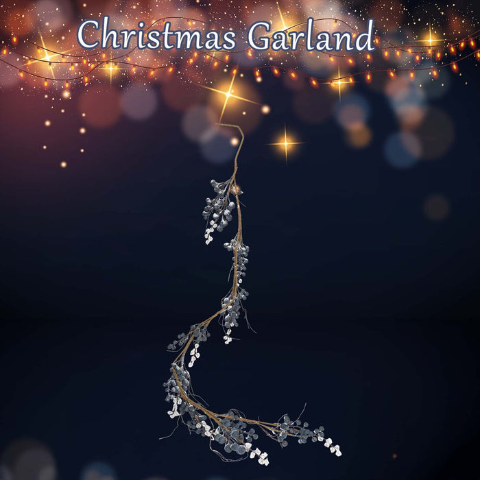 Christmas Snow and Berries Garland Decoration 130cm x 12cm Blue X 1