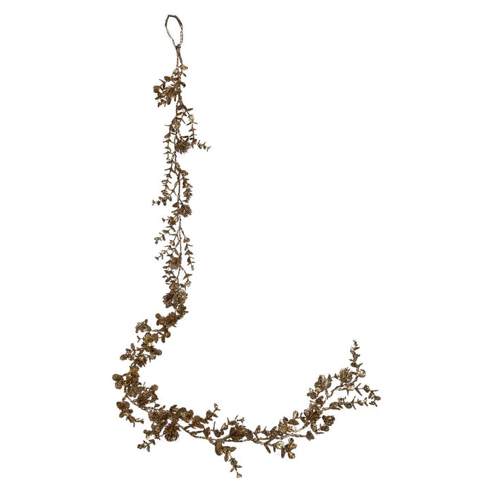 Christmas Leaves Pinecones Garland Decoration 140cm x 10cm Cream X 1
