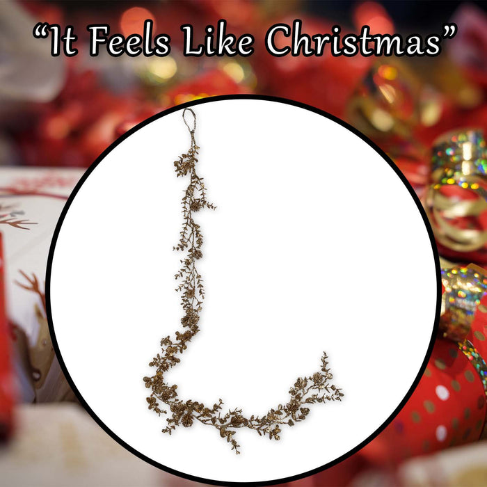 Christmas Leaves Pinecones Garland Decoration 140cm x 10cm Cream X 1