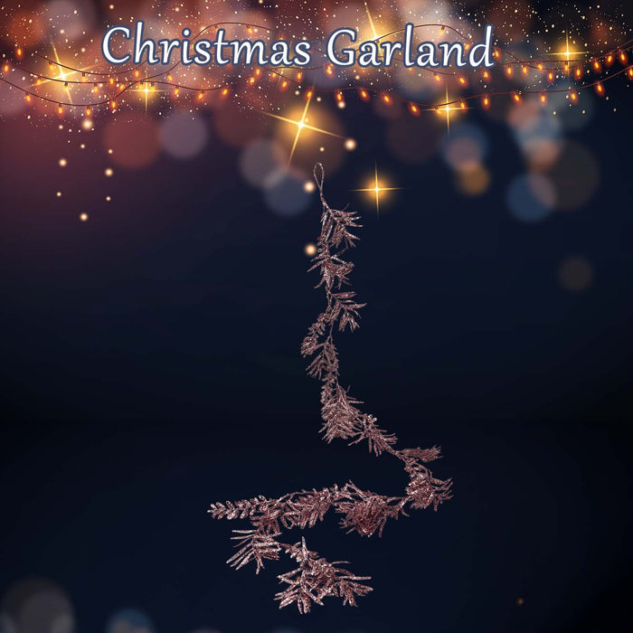 Christmas Glitter Leaves Garland Decoration 150cm x 15cm Gold X 1