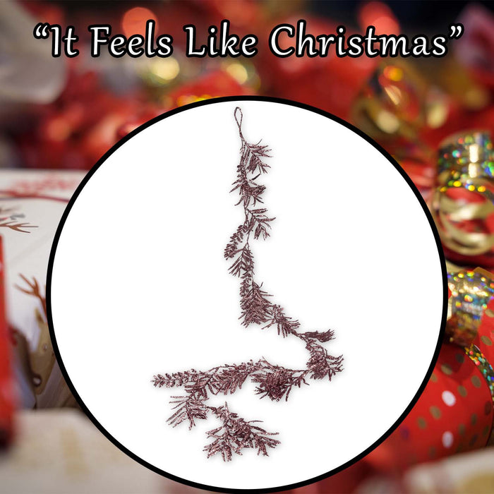 Christmas Glitter Leaves Garland Decoration 150cm x 15cm Gold X 1