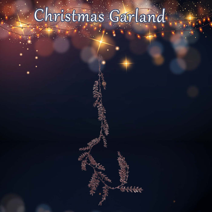 Christmas Glitter Leaves Garland Decoration 150cm x 8cm Gold X 1