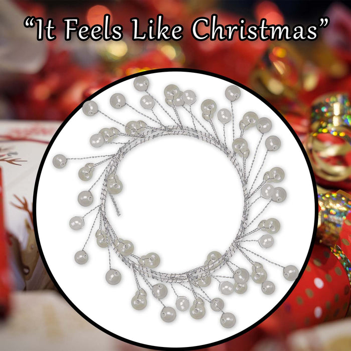 Christmas Pearl Garland Decoration 100cm x 3cm Cream X 1