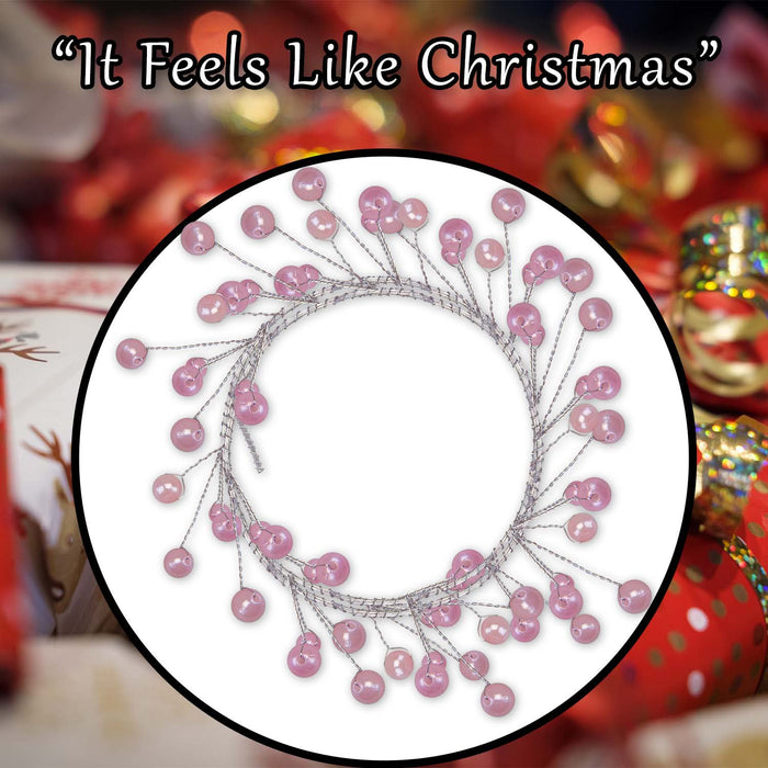Christmas Pearl Garland Decoration 100cm x 3cm Pink X 1