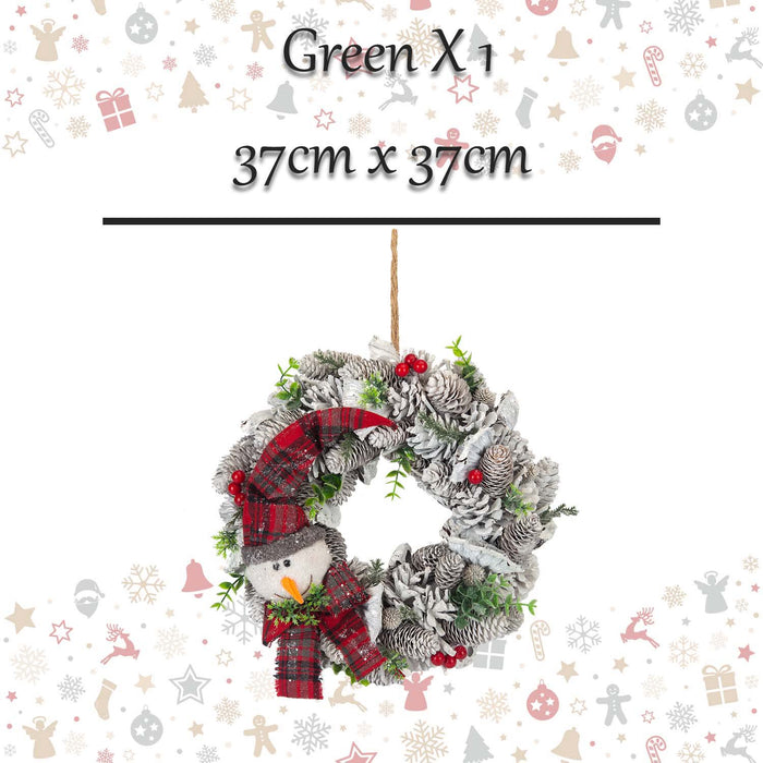 Christmas Wreath Decoration 37cm x 37cm Green X 1