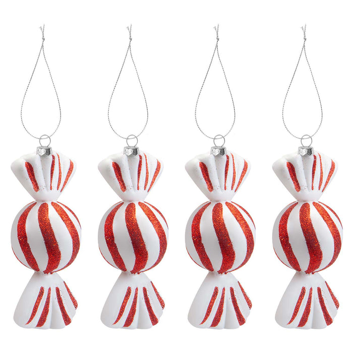 Christmas Candy Hanging Decoration 17cm x 24cm Red X 4