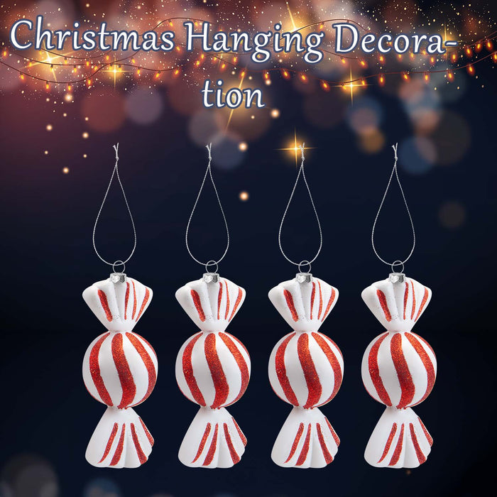 Christmas Candy Hanging Decoration 17cm x 24cm Red X 4