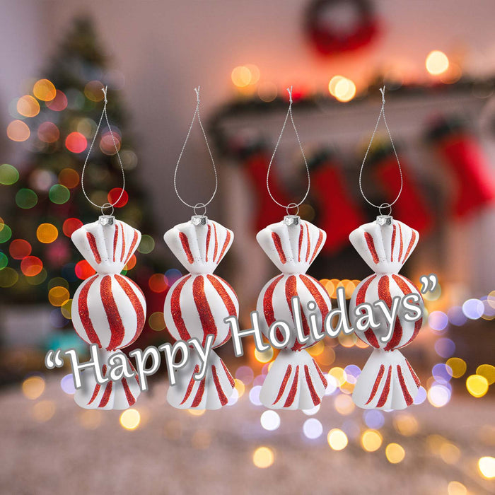 Christmas Candy Hanging Decoration 17cm x 24cm Red X 4