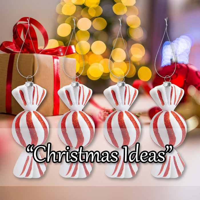 Christmas Candy Hanging Decoration 17cm x 24cm Red X 4
