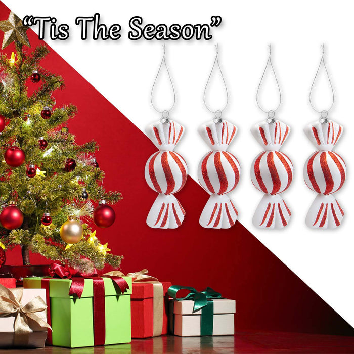 Christmas Candy Hanging Decoration 17cm x 24cm Red X 4