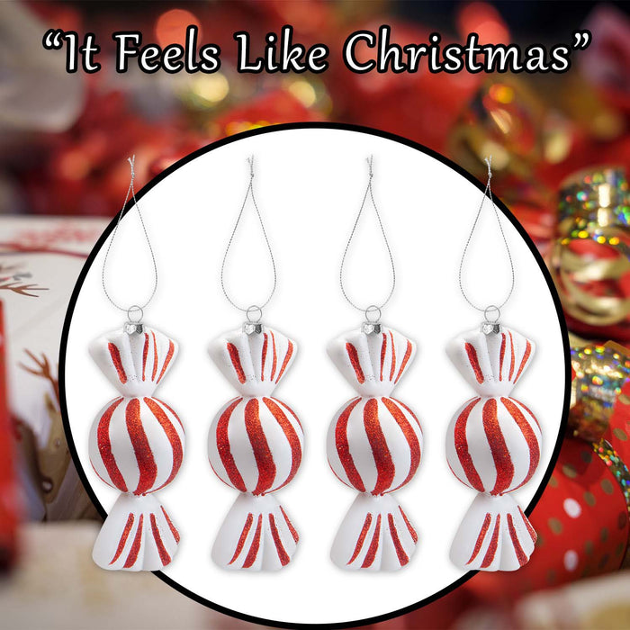 Christmas Candy Hanging Decoration 17cm x 24cm Red X 4