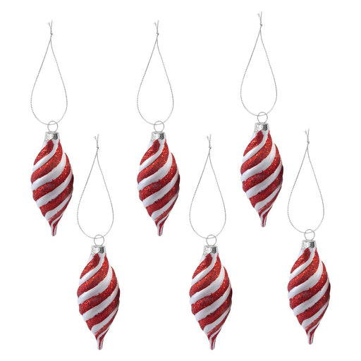 Christmas Teardrop Hanging Decoration 11cm x 12cm Red X 6