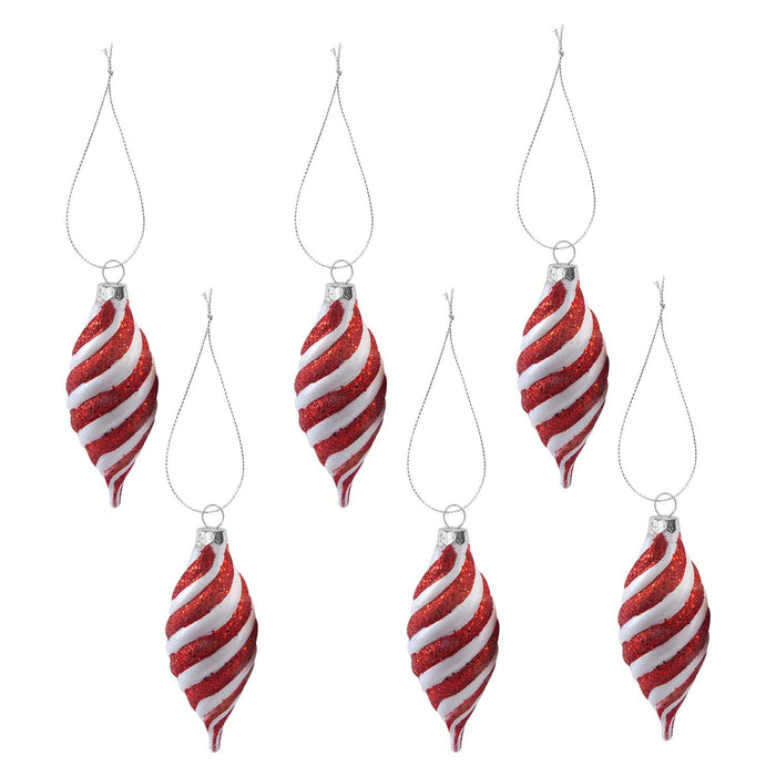 Christmas Teardrop Hanging Decoration 11cm x 12cm Red X 6