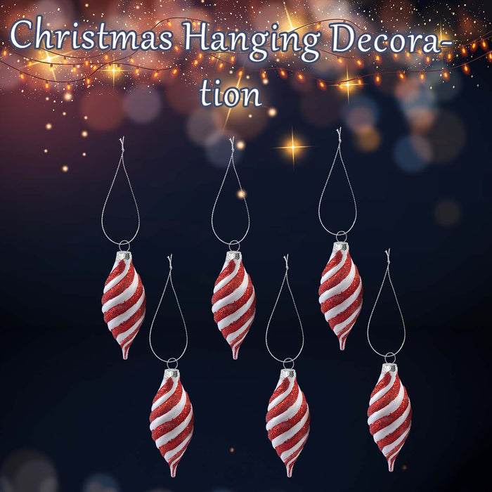 Christmas Teardrop Hanging Decoration 11cm x 12cm Red X 6